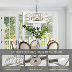 16” 4-Light Modern Crystal Chandeliers Nickel Dinning Room Light Fixture, Round Pendant Light Kitchen Island Chandelier, Flush Mount Ceiling Light for Living Room Entryway Bedroom Foyer