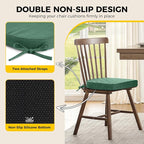 downluxe Indoor Chair Cushions for Dining Chairs, Soft and Comfortable Textured Memory Foam Kitchen Chair Pads with Ties and Non-Slip Backing, 16" x 16" x 2", Dark Green, 4 Pack