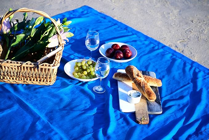 Solino Home Linen Royal Blue Table Runner 120 Inches Long - 100% Pure Linen 14 x 120 Inch Table Runner - Classic Hemstitch