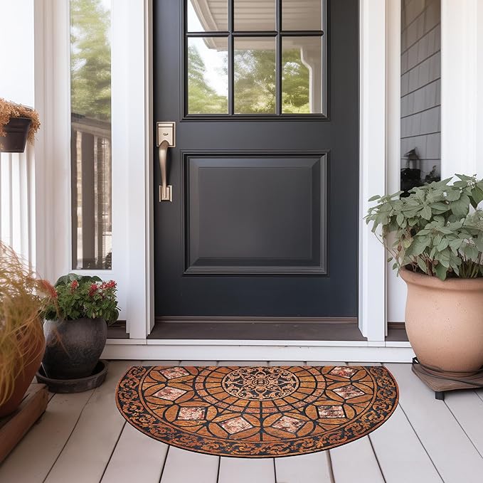 CHICHIC Entrance Door Mat Large 18 x 30 Inch Entry Way Doormat Front Door Rugs Outdoors Heavy Duty Welcome Mat Non Slip Rubber Back Low Profile for Garage, Patio, High Traffic Area, Orange