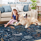 OJIA Jungle Print Rugs for Living Room 8x10 Washable Area Rugs for Bedroom, Modern Non-Slip Ultra-Thin Soft Large Carpet Non-Shedding Nursery Rug for Teens Kids Playroom Dining Room Home Decor