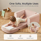 Tiny Land 2-in-1 Foldable Kids Couch with Pockets – Soft Thick Toddler Sofa, Lounger Couch, Convertible Kids Chair for Playroom, Bedroom or Living Room, Gift for Boys & Girls (Pink)