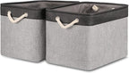 Bidtakay Fabric Storage Baskets with Handles [2-Pack] Large Canvas Organizer 16" X 11.8" X 11.8" Foldable Tall Baskets Rectangular Gift Basket Decorative Storage Bins for Closet, Home(Black&Grey)