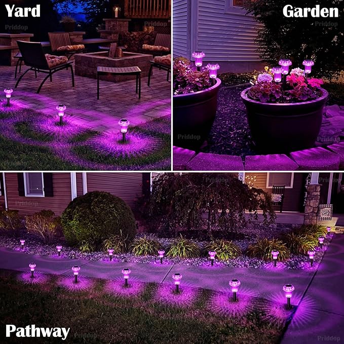 Halloween Solar Lights Outdoor 16 Pack Purple LED Waterproof Mushroom Outside Lights for Yard Garden Patio Pathway Walkway Landscape Halloween Decorations