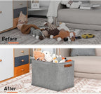 DULLEMELO Large Storage Baskets, 3 Pack Foldable Storage Baskets Bins for Colthes Organizer, Fabric Storage Organizer Baskets for Shelves Closet Nursery Toy Storage(Gray)