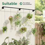Plant Hanger Indoor with 6 Hanging Chains Hanging Planters for Indoor Plants Hanging Plant Holder Window Plant Rod Black Metal Shelves(70.8 Inch Pot not Included