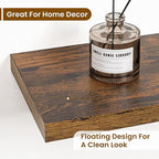 Fun Memories 48 Inch Deep Floating Shelves for Wall, 2 Pack of Long Wall Mounted Wood Shelves with Invisible Brackets for Bathroom, Bedroom, Living Room, Kitchen Decor and Storage, Brown