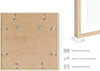 HAUS AND HUES Solid Oak Wood 16”x16” Picture Frames Matted to 12”x12” Set of 6-16x16 Gallery Wall Frame Set, Square Picture Frames Pack of 6, 16 x 16 Square Frames with Mat (Beige Oak Frames)