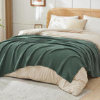 EMME Cotton Muslin Queen Blanket Bed Layering Breathable Gauze Blanket Soft Lightweight Blankets Adults (Forest Green, 90"x90")