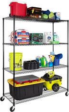 Seville Classics UltraDurable Heavy Duty NSF Solid Steel Wire Rack Storage Unit, Organizer for Garage, Warehouse, Office, Restaurant, Classroom, Kitchen, Black, 4-Tier Shelving, 60" W x 24" D