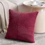 Fancy Homi 2 Packs Burgundy Euro Decorative Throw Pillow Covers 26x26 Inch for Living Room Bed, Rustic Farmhouse Boho Home Decor, Soft Corss Corduroy Patchwork Textured Square Cushion Case 66x66 cm
