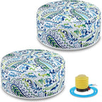 2 Pack Outdoor Inflatable Ottoman Waterproof Inflatable Pouf Foot Rest with Handle D21 x H9 Portable Outdoor Foot Rest for Patio Garden Camping or Home