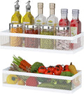 PUSDON Hanging Storage Baskets Organizer Wall Mount, Metal Wire Storage Bin Rack for Kitchen Bathroom Shower Spice Shelf Home Decor Essentials White-2 Packs (Netting)