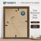 8.5x11 Picture Frame Set of 3 - Brown Woodgrain, Wood Photo Frame, HD Tempered Glass, Table Display or Wall Hanging