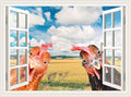 Funny Chicken Wall Stickers Peel and Stick - 2 Hens Head Looking Inside from Window - Cute Chicken Wall Decals Removable - Chicken Lover Gifts Wall Decor for Bedroom Farmhouse Kitchen Dorm