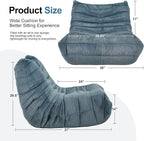Bean Bag Chairs for Adults Giant Bean Bag Chair Memory Foam BeanBag Chair Big Bean Bag Sofa with Filler Faux Fur Fireside Beanbags Lazy Sofa for Living Room Bedroom Dorm Office (Bluegrey Plush)