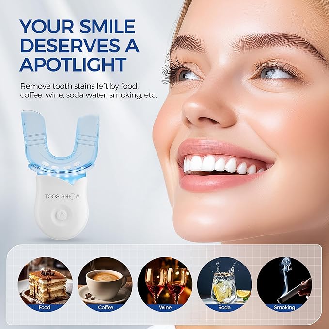 Teeth Whitening Kit for Sensitive Teeth,with 4 Carbamide Peroxide Pen & 1 Remineralization Pen,LED Accelerator Light Non,Tooth Whitener Professional Oral Care Gently Yet Effectively Removes Stains