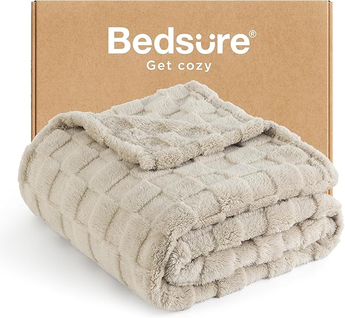 Bedsure GentleSoft Twin Blanket for Bed Light Brown - Super Soft Cozy Blankets for Women Men Girls, Cute Fuzzy Fleece Throws for Bedroom Couch, 60x80 Inches