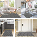 hicorfe Front Door Mat Outside Entrance,36"x59" Absorbent Muddy Dirt Resist Welcome Door Mats Outdoor Indoor,Stain and Fade Resistant,Non Slip Backing Entry Mat Doormat for Entryway(Grey)