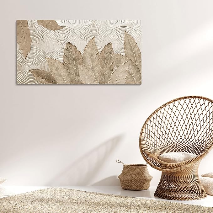 Minimalist & Modern Art for Bedroom Decor Framed Abstract Artwork for Walls Neutral & Contemporary Beige Wall art - Artwork for Living Room and Boho Style Large Abstract Wall Art 24×48IN