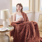 NEWCOSPLAY Super Soft Throw Blanket Coffee Premium Silky Flannel Fleece 3D Clouds Stylish Jacquard Lightweight Bed Blanket All Season Use 350GSM (Coffee, Throw(50"x60"))
