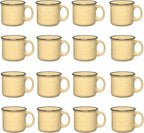 Set of 16 Ceramic Campfire Mugs – 15 Oz, Yellow – Coffee & Tea Cups for Home, Work, Travel, Camping – Customizable, Great for DIY, Events, Companies