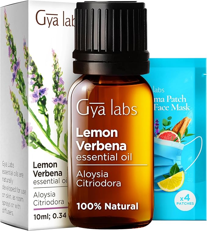 Gya Labs Lemon Verbena Essential Oil for Diffuser - 0.34 Fl Oz - 100% Pure Natural Lemon Verbena Oil for Skin, Hair, Perfume, Bath Bombs & Candle Making Scent
