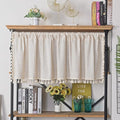 Sutuo Home Boho Sheer Curtain Valance Cotton Linen with Bohemian Handmade Tassels, Short French Farmhouse Window Treatment for Kitchen Cafe, Rod Pocket, 1 Panel 59" W x 18" L, Natural