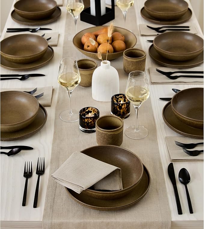 Solino Home Linen Natural Table Runner 48 Inches - 100% Pure Linen Small Table Runner 14 x 48 Inch Ideal for Dresser and Coffee Tables - Fall, Autumn, Thanksgiving - Fete