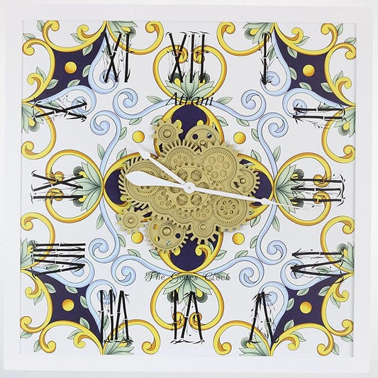 The Gears Clock Wall Clock Italy Collection with Moving Gears (Atrani, 36 inch Square)