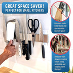 Strong Adhesive (No Drill) Magnetic Knife Holder for Wall - Professional 17 Inch Knife Strip - No Screws Needed - Adhesive Backing - Stainless Steel Knife Bar (Upgraded Version – Will Not Fall)
