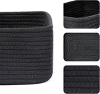 Small Storage Baskets for Organizing | Closet Organizer Bins | Shelf Toy Basket | Woven Rope Baskets | Cube Decorative Box | Shallow Basket | 11.5x7.5x4.7” | 3 Packs Black