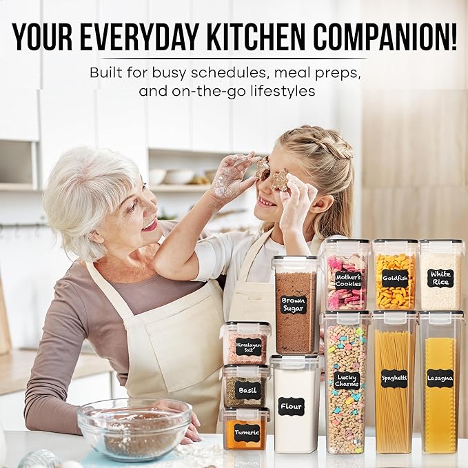 WHITE FEATHER SUPPLIES 40 PCS Airtight Food Storage Containers with Lids - BPA Free Durable Plastic Leakproof Flour Sugar Cereal Containers Storage for Pantry Organization - Dishwasher Safe