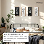 3D Black and White Wall Art (Set of 2) Lightweight, Wooden Ready-to-Hang Framed Floral Wall Art for Bathroom, Bedroom, Living Room or Office – Boho Botanical Farmhouse Decor – Gift-Boxed