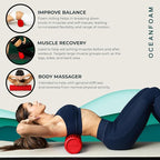 Oceanfoam Tidal Roller - Red - Muscle Massage Foam Roller for Back Pain & Stretching - Firm and Ergonomic Wide Wave Textured - Yoga, Athletics, & Wellness - Full Size, 20" x 5"