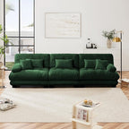 Modular Sectional Sofa, Comfy Cloud Couch 3 Seater Couch, Sectional Couches for Living Room, Modern Chenille Oversized Couches for Bedroom, Sleeper Deep Seat Sofa with Throw Pillows, Green