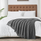inhand Grey Throw Blanket for Couch and Bed, Soft Living Room Home Decor Knitted Blanket with Tassel, Outdoor Lightweight Breathable Summer Blanket, Farmhouse Warm Woven Decorative, 50"x60"