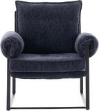 YISHENG Accent Chair with 6-Angle Adjustable Backrest, Chenille Fabric Living Room Chair Upholstered Lounge Chair, Modern Chair Cozy Reclining Chair for Reading Room, 1PC Dark Blue