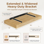 12 Inch Deep Floating Shelves, 24 x 12 Floating Shelf for Books, Rustic Wood Deep Wall Shelves for Home Storage & Display, 2" Thicked Shelves for Kitchen, Living Room, Bedroom, Oak Color, 2 Pack