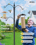 iBorn Metal Bird Feeder for Outside Hanging,Wild Bird Feeders for Cardinal,18cm Large Roof&Green,42CM Long,4.5lb High-Capacity(Seed is not Included)