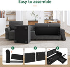 HONBAY Sectional Sofa with Storage Seat U Shaped Couch with Reversible Chaise Convertible Sectional Couches for Living Room,Dark Grey