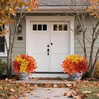 12 Bundles Artificial Fall Flowers Faux Mums for Outdoor Indoor, Artificial Plants Daisy Faux Plants Fake Mums for Fall Decor Pots Patio Garden Porch Autumn (Orange，Brown，Yellow) (12)