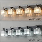 Modern Black Crystal Bathroom Vanity Light - 5-Lights Wall Light Fixtures