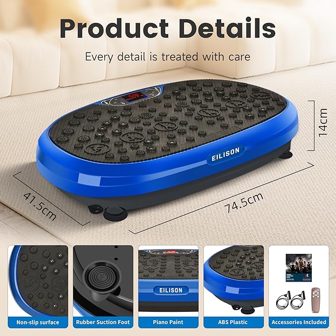 EILISON FitMax 3D XL Vibration Plate Exercise Machine - Whole Body Workout Vibration Platform w/Loop Bands - Lymphatic Drainage Machine for Weight Loss, Shaping, Wellness, Recovery