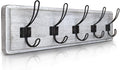 HBCY Creations Rustic Coat Rack - Wall Mounted Whitewash 24" Entryway Coat Hooks - 5 Rustic Hooks, Solid Pine Wood. Perfect Touch for Your Entryway, Kitchen, Bathroom... (Whitewash)