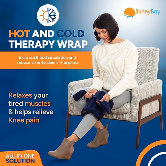 SunnyBay Microwave Heating Pad, Microwavable Moist Hot or Cool Bean Bag Wrap for Neck, Shoulder, Knee, or Back Pain with Fastening Straps, 10x18 Inch Heating Area, 2.8 Lbs, 58 Inches