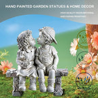Elenon Boy and Girl Garden Statue Outdoor Decorative, Couple First Kiss Garden Sculpture for Yard Patio Art Flower Bed Decoration, 8 1/4" L x 4 3/4" W x 9" H