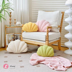 Beige Seashell Throw Pillows, Shell Shaped Throw Pillows, 13 Inch Soft Home Decorative Pillow Plush Cushion for Bed Couch Living Sofa Room Decor Accent Throw Pillow