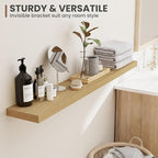 48 Inch Floating Shelves, 8 Inch Deep Floating Shelves for Wall, Hanging Shelf with Invisible Brackets, Deep Shelves for Bathroom, Bedroom, Living Room, Oak, Set of 1