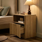 Fluted Nightstand Set of 2 - Natural Oak